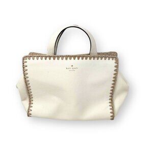 Kate Spade Womens Knott White Whipstitch Pebbled Leather Magnetic Satchel Purse.